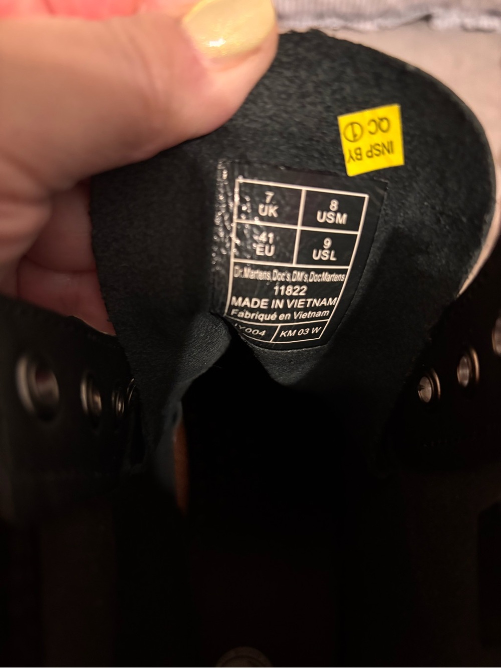 Dr. Martens Black Leather Lace-Up Boots with Yellow Stitching - Picture 4 of 6